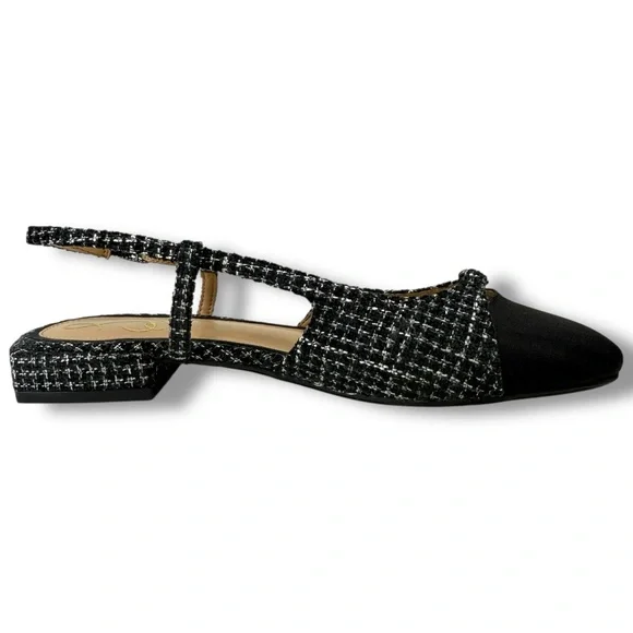 NWT Sam Edelman Kara Black Boucle Tweed Slingback Flats Size 6 Office Chic - Picture 4 of 15